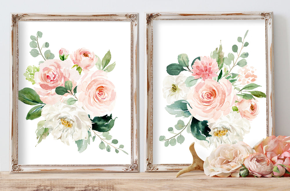 Blushed Collection - Set of 2 Floral Bouquets - Instant Download